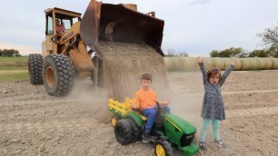 'Playing in the dirt with tractors | Kids tractors digging dirt compilation | Tractors for kids'