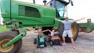 'Driving HUGE tractor around the farm and playing on hay | Tractors for kids'