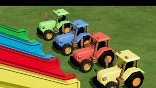 'TRACTORS OF COLORS ! TOY TRACTORS JUMPING ON SLIDE  ! HAY BALING , SELLING ! Farming Simulator 22'