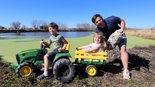 'Using tractors to dig a huge hole | Tractors digging dirt | Tractors for kids'