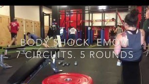 'WOD 19: Body Shock. EMOM. 7 Circuits. 5 Rounds'