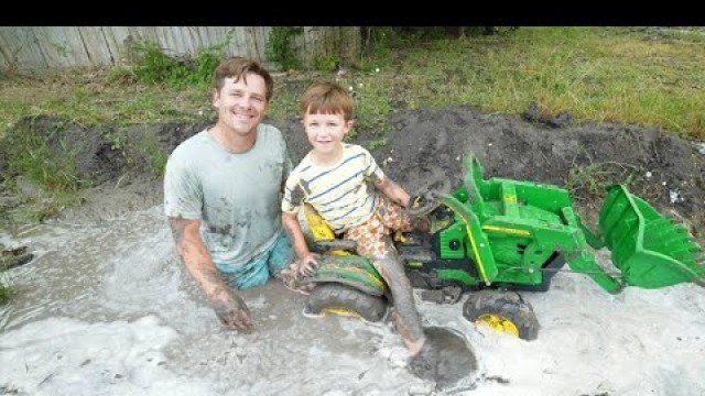 'Playing in deep mud on the farm with kids tractors | Tractors for kids'