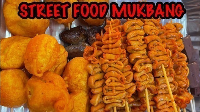 'ASMR mukbang  | street food | Isaw, kwek kwek, puso ng manok, betamax'