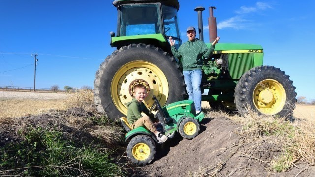 'Playing in the dirt with tractors on the farm | Tractors stuck in the mud | Tractors for kids'