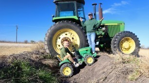 'Playing in the dirt with tractors on the farm | Tractors stuck in the mud | Tractors for kids'