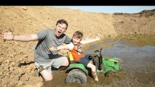 'Saving our tractor from deep mud and dirt | Tractors for kids'