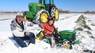 'We got stuck playing in the snow with tractors | Tractors for kids'