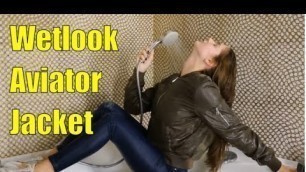 'Wetlook aviator jacket  | Wetlook shower girl | Wetlook clothes'