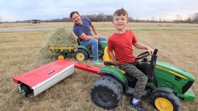 'Playing on the farm with kids tractors and hay | Tractors for kids'