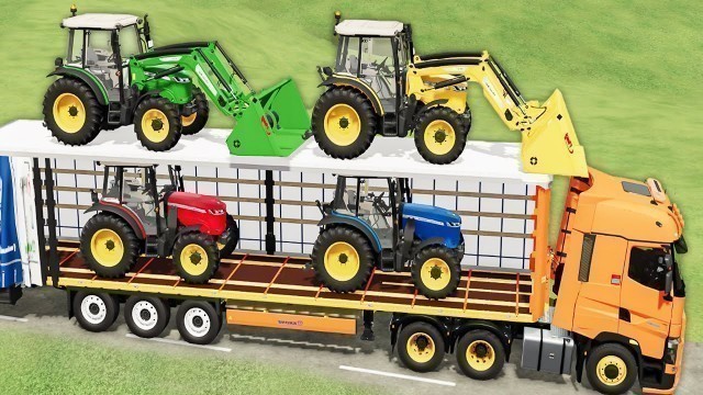 'Transport of Colors! Small Tractors Transportation with Truck - MF 3700 Series vs Water Slide! FS22'