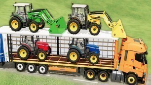 'Transport of Colors! Small Tractors Transportation with Truck - MF 3700 Series vs Water Slide! FS22'