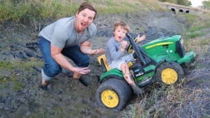 'Playing in the mud with 6 wheel tractor | Tractors for kids in the mud'