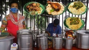 'Young Lady Selling Unlimited Veg & Non Veg Food | Road Side Food | Food Bandi'