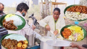 'Aunty Selling Unlimited Non Veg Meals at Cheapest Price | #ChickenRice #Botirice | Food Bandi'