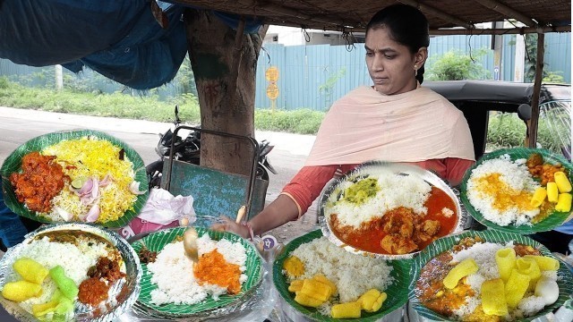 'Hard Working Woman Selling Roadside Meals | Veg & Non Veg Meals | #StreetFood | Food Bandi'