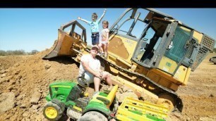 'Playing in the dirt with a Bulldozer and kids tractors | Tractors for kids'
