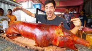 'Filipino Street Food!! Cebu\'s #1 LECHON in CARCAR + Chicharron Factory in The Philippines!'