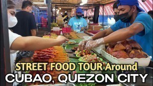 'Philippines STREET FOOD TOUR Around CUBAO, QUEZON CITY | Afternoon Walking Tour & Street Food Scene'