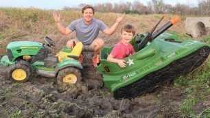 'Playing in the mud with tractors and tank | Tractors for kids'