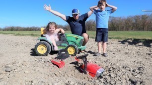 'Using tractors to dig our kids tractor from the dirt | Tractors for kids'