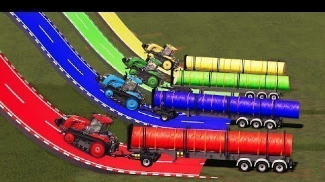 'Transport Colorful Mega Trees w/ Colored Crawler Tractors! Farming Simulator 19'