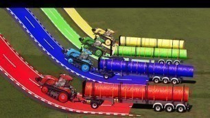 'Transport Colorful Mega Trees w/ Colored Crawler Tractors! Farming Simulator 19'