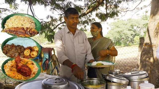 'Aunty Selling Tasty Unlimited Veg & Non Veg Food | Roadside Food | Street Food Hyderabad |Food Bandi'