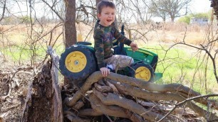 'Finding our lost tractor in the forest | Tractors for kids working on the farm'