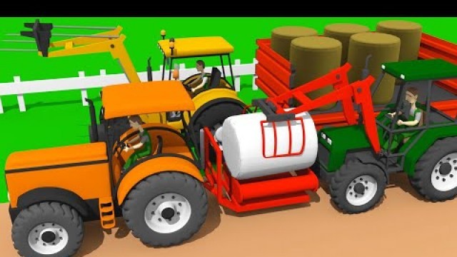 'Tractors and Bale Wrapping - Agricultural Machines and Haylage in bales | Tractor for Kids Bazylland'