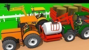 'Tractors and Bale Wrapping - Agricultural Machines and Haylage in bales | Tractor for Kids Bazylland'