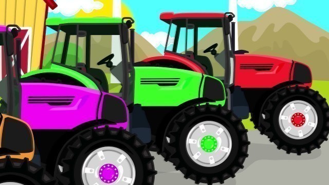 'Colorful Tractors for Kids and Farm Simulation - Farmer\'s work on the Color Video | Traktor Bazyl'