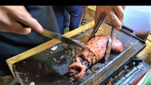 'Grilled Stuffed Squid | Sizzling Squid  -Sizzling Pusit | Street Food Philippines'