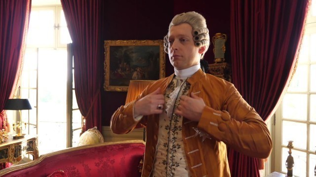 'French gentleman getting dressed in the 18th century.'