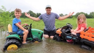 'Saving our tractor from the deep water and mud | Tractors for kids'