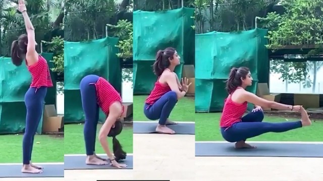 'Shilpa Shetty Yoga Asanas in Home | #ShilpaShettyyoga | shilpa shetty gym workout | Cinema Garage'