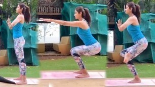 'Shilpa Shetty morning yoga workout with fresh air at her Garden'