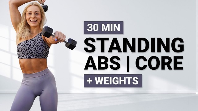 '30 MIN STANDING ABS WORKOUT WEIGHTS | Intense Cardio All Standing | Boxing | HIIT | Strong Arms'