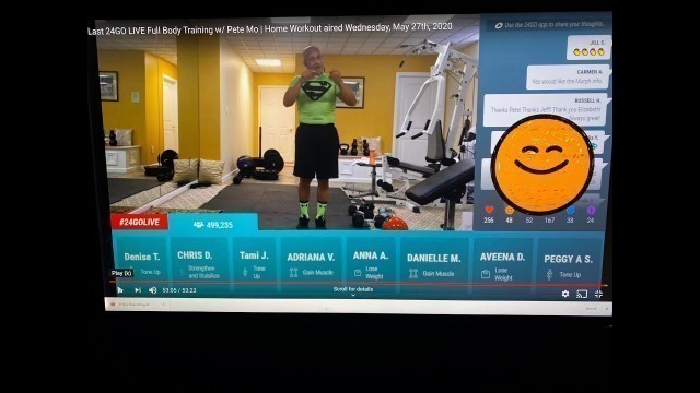 'Last 24GO LIVE Full Body Training w/ Pete Mo  24 HOUR FITNESS Home workout aired Wednesday, May 27th'