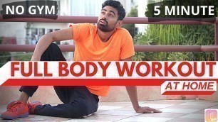 'NO GYM - FULL BODY WORKOUT (घर पर 5 Min का Best Workout) | Fit Tuber Hindi'