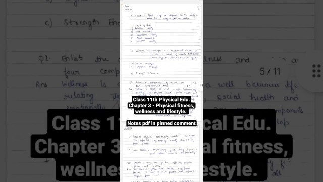 'Chapter 3 Physical fitness wellness and lifestyle Class 11th Physical Education #short #shorts #cbse'