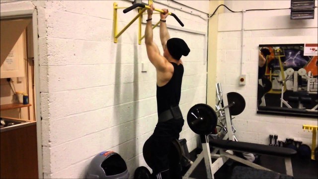 'Ben Carpenter. 1RM chin up. +65kg at 80kg bodyweight.'