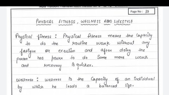 'Physical Fitness, Wellness And Lifestyle Notes | 11th Physical Education Notes'