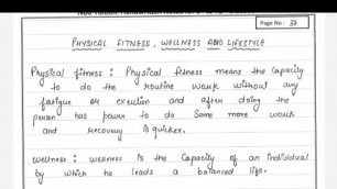 'Physical Fitness, Wellness And Lifestyle Notes | 11th Physical Education Notes'