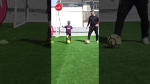 'Teaching a 5 year old soccer player some beginner easy soccer skills #footballskills #kidspractice'