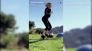 'Khloe Kardashian shows off booty during outdoor workout session'