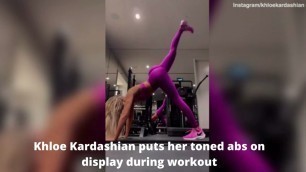 'Trending Viral Video- Khloe Kardashian puts her toned abs on display during workout'