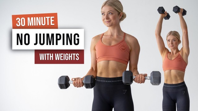 '30 MIN NO JUMPING ALL STANDING HIIT With Weights - No Repeat, Low Impact Home Workout'