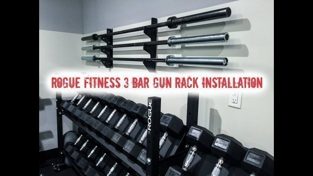 'Rogue Fitness 3 Bar Gun Rack Garage Gym Installation'