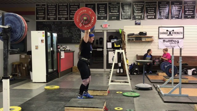 'Juliana Riotto (-75kg) Garage Strength | 110kg (242lbs) Clean and Jerk Double Off Low Blocks'