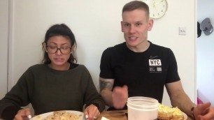 'Cheat Day - 10000 calorie challenge - Female Fitness Model, male fitness competitor & Chops the Cat'